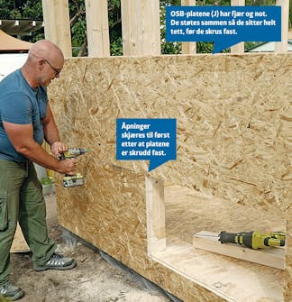 Isolert anneks: De neste OSB-platene settes opp på isolert anneks Isolert anneks: De neste OSB-platene settes opp på isolert anneks